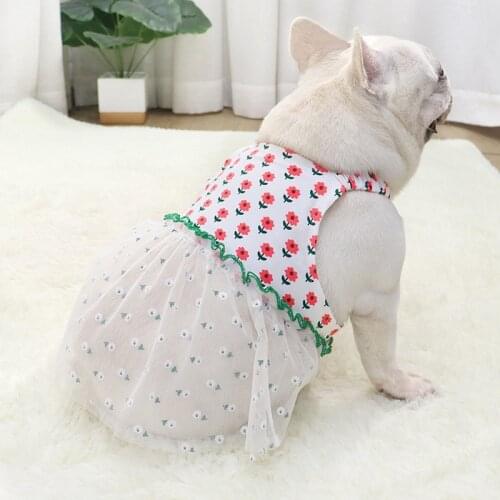 Sweet Floral Pet Dog Dress Spring Summer Princess Skirt Clothes For Small Medium Dog Puppy Chihuahua Pug French Bulldog Clothing