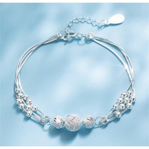 Cute Lathe Flower Balls Bracelet For Women Jewelry Trendy 925 Silver Bracelets Lady Multi-Layer Chain Bangle Female Party Bijou