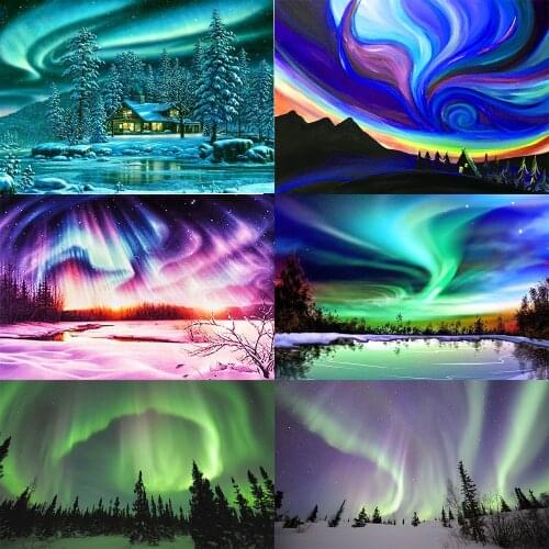 5D DIY Full Drill Landscape Diamond Painting Aurora Diamond Embroidery Mosaic Cross stitch Kit Home Decor Crafts Gift
