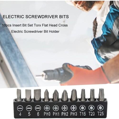 10pcs Combination Drill Batch Screwdriver Tip Holder Hand Tool Electric Screwdriver Slotted/PH/Torx Cross Head