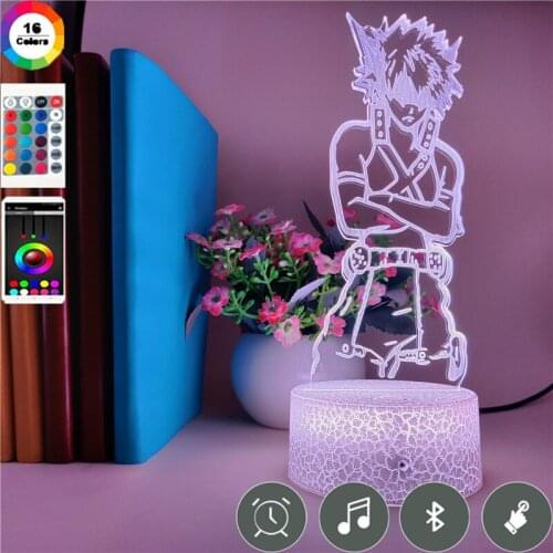 Table 3d Lamp USB LED Night Light App Control Nightlight My Hero Academia Bakugo Katsuki Figure Bedroom Hotel Decor Gift for Kid