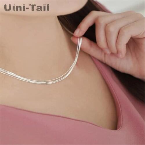 New Korean Version Of The 925 Sterling Silver Superfine Multi-layer Snake Bone Nude Female Bamboo Clavicle Chain Necklace