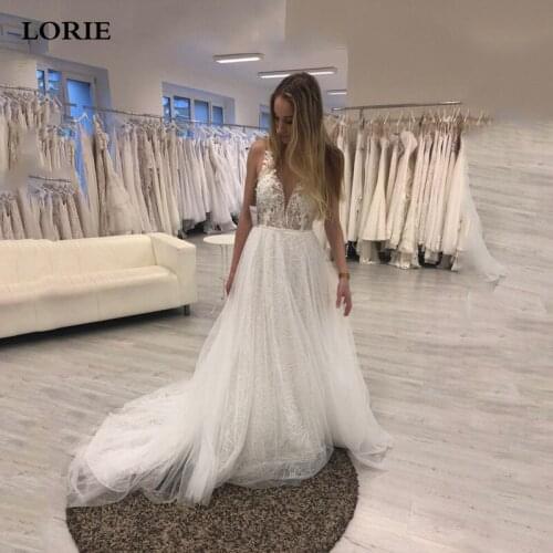 LORIE Lace Princess Wedding Dress Real Photo Appliqued Bride Dress Vestidos de novia Sleeveless Wedding Gown