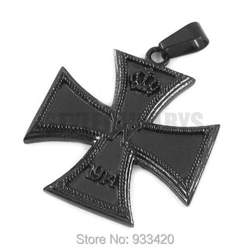 Wholesale Black 1914 World War I Crown German Army Iron Cross Pendant Stainless Steel Jewelry Cross Biker Pendant SWP0307B