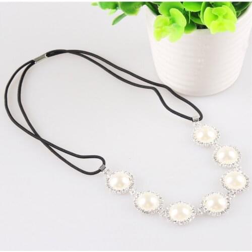 Simulated-pearl Headbands for Women Luxury Rhinestone Alloy Elastic Wedding Hair Accessories 4I2001