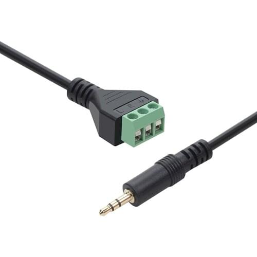 Gold-plated solder-free 3.5MM dual-channel audio headphone plug stereo green terminal adapter cable
