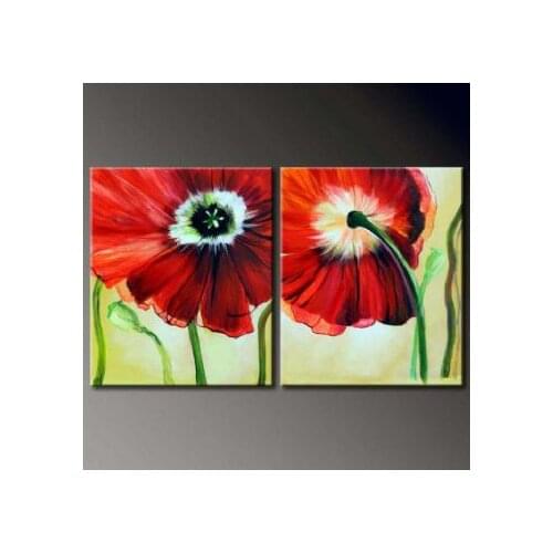Hand Painted Oil Painting A Pair Of Poppies-Modern Oil Painting On Canvas Art Wall Decor-Floral Oil Painting Wall Art