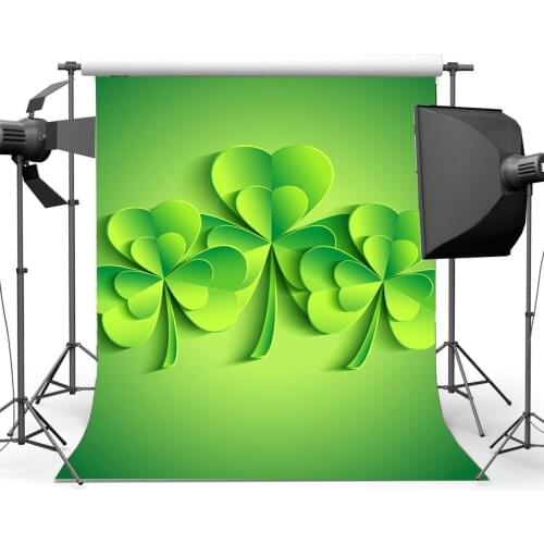 Lucky Irish Shamrock Backdrop Happy St Patricks Day Backdrops Green Four-leaf Clover Photography Background