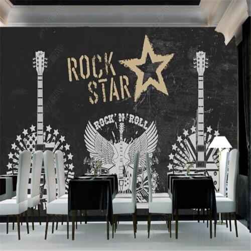 Modern hand-painted Music Bar WallPapers Industrial Decoration Creative Cultural Background Wall Paper Mural papel de parede 3d