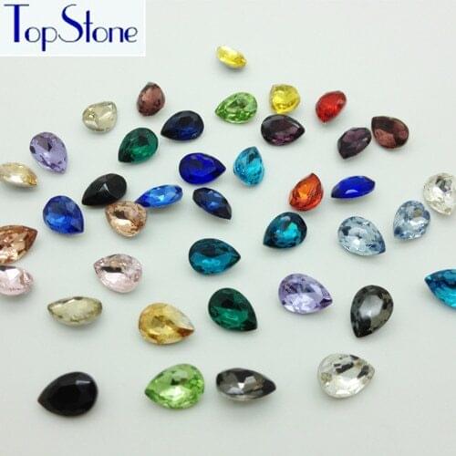 TopStone 7x10mm 6x8mm 4x6mm Glass Crystal Drop Rhinestone Pointback Teardrop Tiny Crystal Stone 3D Nail Art Gems