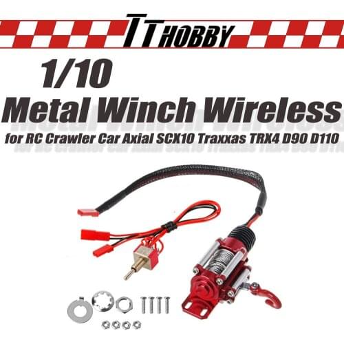 TTHOBBY Metal Winch Wireless Remote Controller Receiver for 1/10 RC Crawler Truck Axial SCX10 RC4WD 90046 D90 TD90 Traxxas TRX4