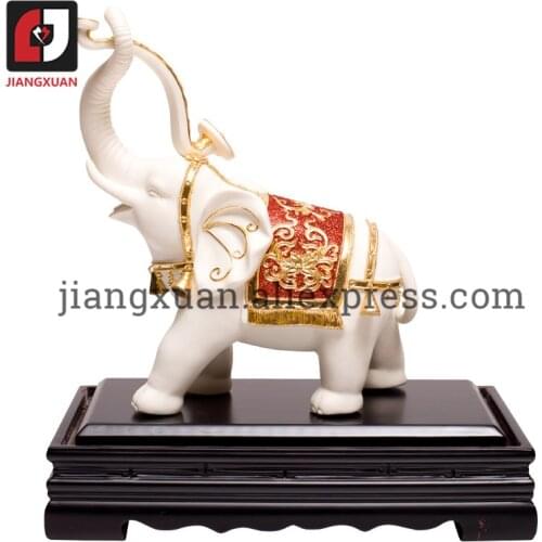 Vintage chinese 24k gold foil white porcelain elephant figurines ornament