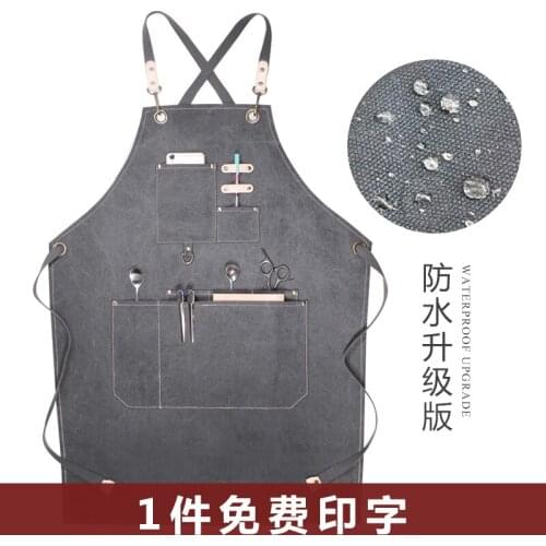 Waterproof apron custom printed logo kitchen thick canvas