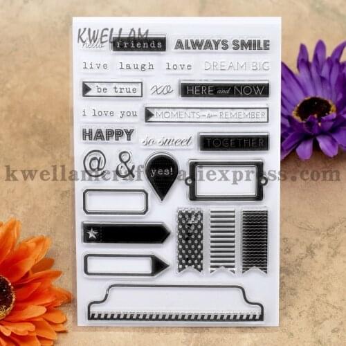 ALWAYS SMILE HAPPY SO SWEET Label Scrapbook DIY photo cards account rubber stamp clear stamp transparent stamp 10x15cm KW7030107