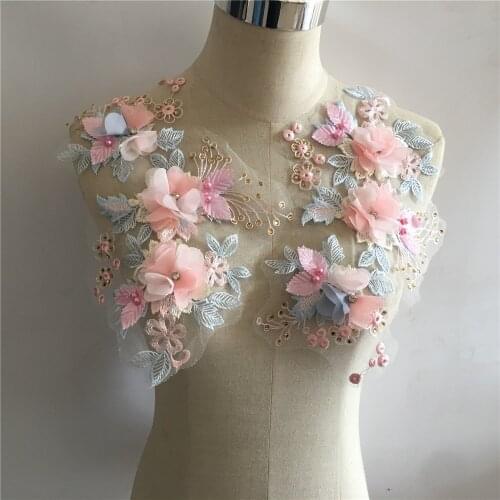 High Quality ABS Pearl Flower DIY Lace Collar Pair Flower Embroidery Lace Fabric Decoration Dress Accessories Sewing Supplies