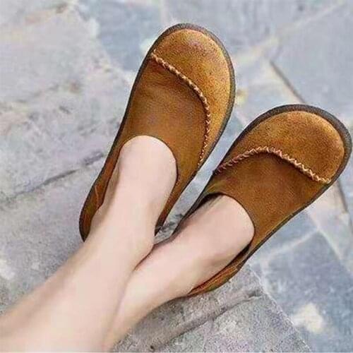 Women PU Leather Autumn Flat Loafer Ladies Slip Up Sewing Platform Heel Female Shallow Casual Comfortable Woman Shoes Plus Size