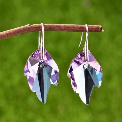 Korean Style Leaves Crystal Drop Earrings Designer Handmade Shiny Elegant Earrings For Women Art Deco Jewelry