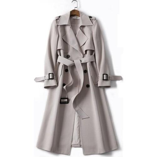2021Spring Autumn Elegant Long Women Trench Coat Casual Plus Size Double breasted Windbreaker Overcoat Female Trench With Belt