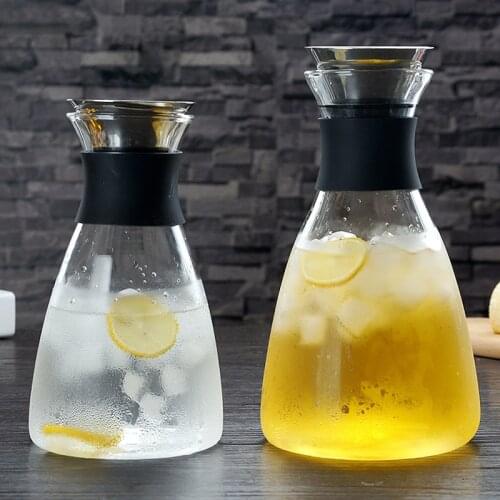 1/1.5L Cold Water Kettle Thickened Glasses Water Bottle Simple Nordic Kitchen Drinkware Pitcher Juice Milk Water Pot Tea Kettle