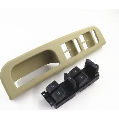 1 Set Black Master Power Window Door Switch and Beige Bezel for VW Passat Jetta Golf Bora Seat 1J4959857D 1J4 959 857D 3B1867171