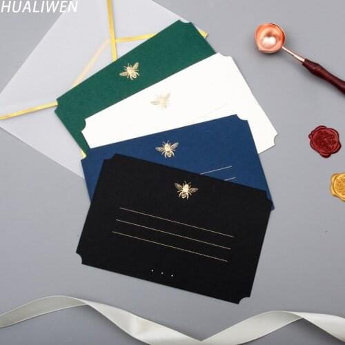 10pcs/lot Bronzing Bee Greeting Card Sets Business Birthday Wedding Invitation Card Gift Message Card Stationery