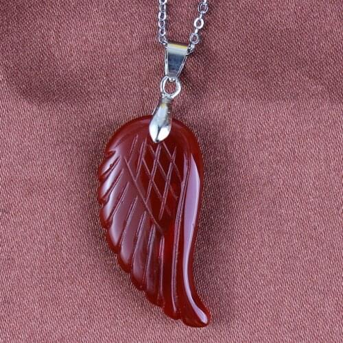 100-Unique Personalized 1 Pcs Silver Plated Red Agates Wings of Angel Pendant Charm Feather Jewelry For Gift