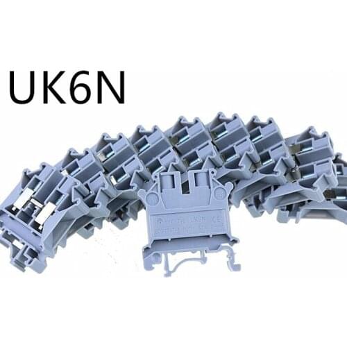 20Pcs Gray Plastic UK6N Screw Clipping Contact Terminal Block 800V 57A UK-6N