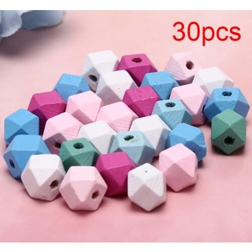 30Pcs/Set Wood Colorful Cone Geometric Loose Spacer Beads DIY Making Jewelry Accessories
