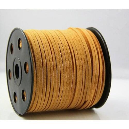 Free Shipping 100Yds Flat faux Leather suede cord, 3mm,Ginger Yellow, faux suede cord for bracelets 3mm