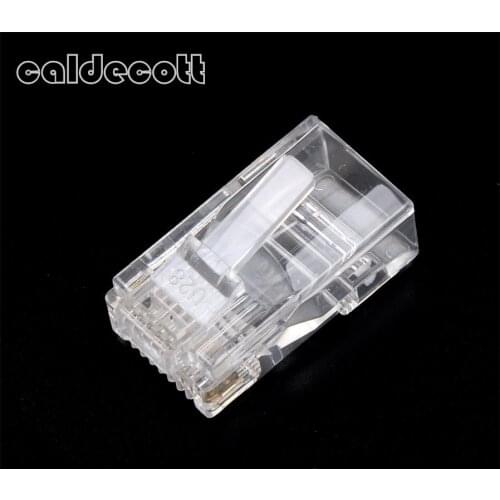 Caldecott 10pcs 8Pin RJ45 Connector CAT5 CAT5e Cat6 Modular Cable Plug Socket Network Ethernet RJ45 Crystal Plug RJ45 Connector