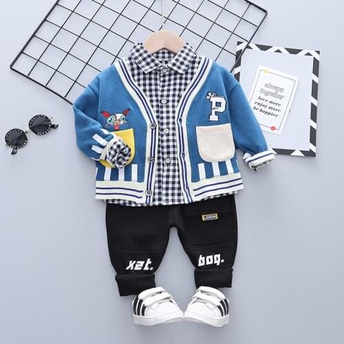 2021 Spring Autumn Baby Boys Clothing Set Children Boys Tracksuit 3 Pcs Coat+Shirt+Pants Clothes Suit Kids Girls Clothing Outfit