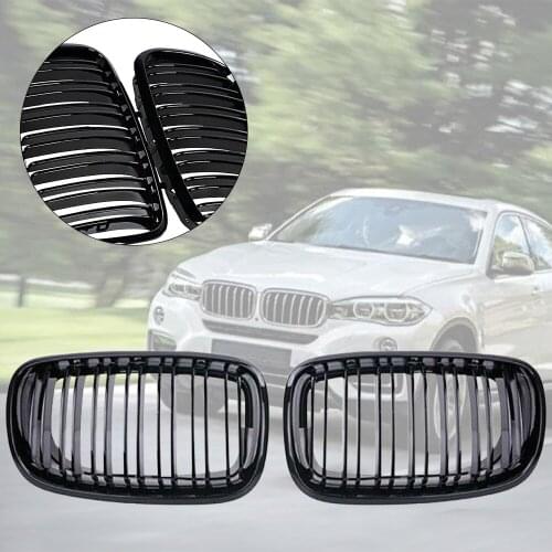 X5 Grill, Front Kidney Double Line Grille For 2007-2013-bmw X5 E70 E71 (abs Gloss Black Grill, 2pcs/ Set) Car Styling