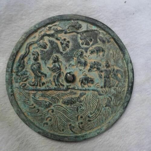 China old Bronze Old Feng Shui Bronze mirror Figure mirror