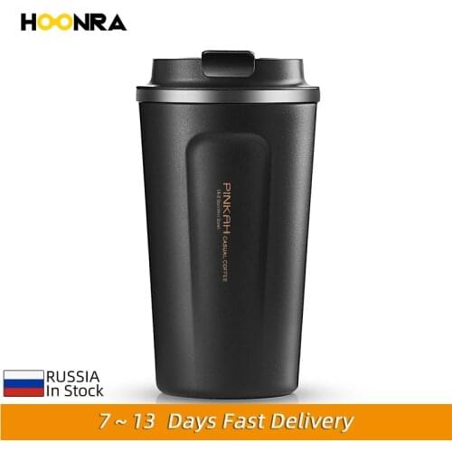 HOONRA 380 & 510ml Stainless Steel Thermos Cup Travel Coffee Mug with Lid Car Water Bottle Vacuum Flasks Thermocup for Gift