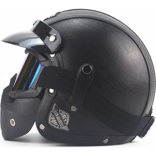 Hand made four seasons personality retro helmet battery car 3 / 4 autumn and winter Leather Helmet classic half helmet pedal man