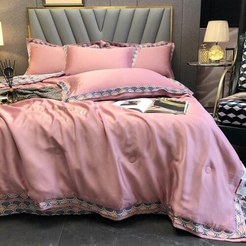 Summer Cool Tencel Bamboo Fiber Quilt Set King Patchwork Queen Double Print Blanket Summer Bedspreads 220x240