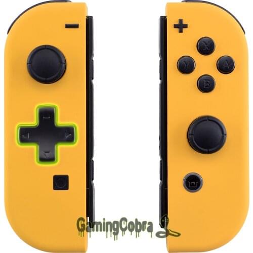 EXtremeRate Soft Touch Caution Yellow Controller Housing (D-Pad Version) with Full Set Buttons for Nintendo Switch JoyCon