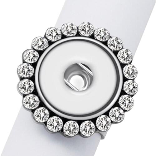 NEW JZ0013 Trendy Rhinestone Round beauty snap Ring 19.5mm fit DIY 18MM snap buttons jewlery wholesale