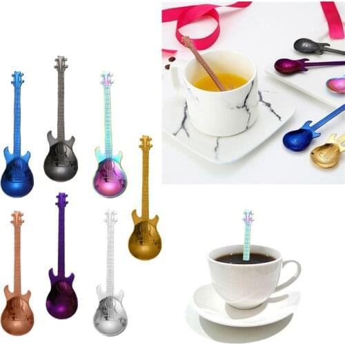 Fashion cute coffee spoon stainless steel guitar spoon coffee and teaspoon tableware drinking stirring spoon creative gift spoon