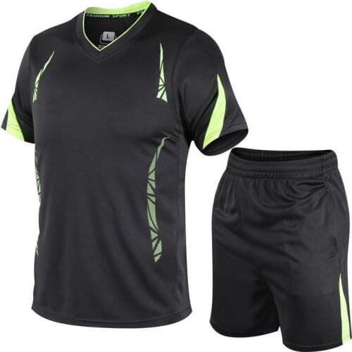 2021 Summer Mens Jogger Set Sweat Suit Quick Dry Breathable T Shirt + Shorts Two Piece Set Men Running Suits Sportswear Size 5XL