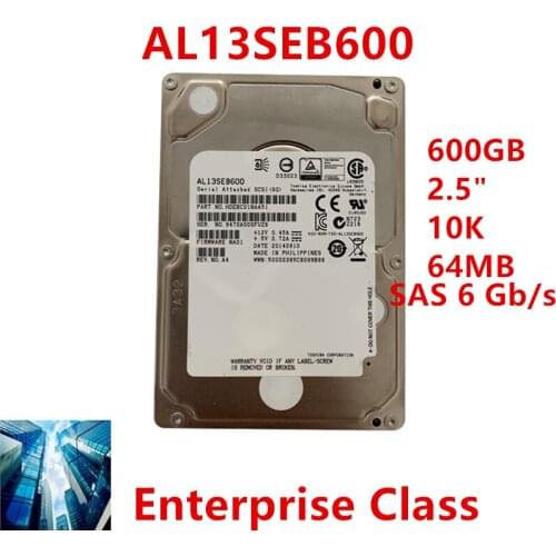 New HDD For Toshiba Brand 600GB 2.5" SAS 6 Gb/s 64MB 10K For Internal HDD For Enterprise Class HDD For AL13SEB600