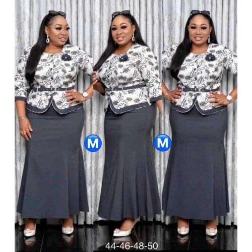 African Clothes for Women Spring Autumn African Women Printing Plus Size Two Pieces Sets Top + Long Skirts African Suit 2XL-6XL