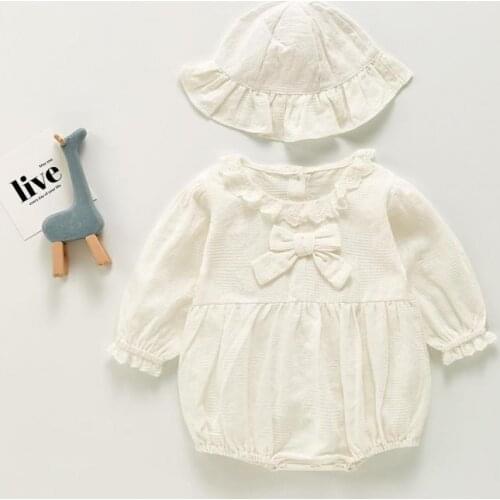 2021 Autumn New Baby Girl Bodysuit Infant Long Sleeve Clothes Toddler Jumpsuit With Hat 2pcs Baby Girl Outfits