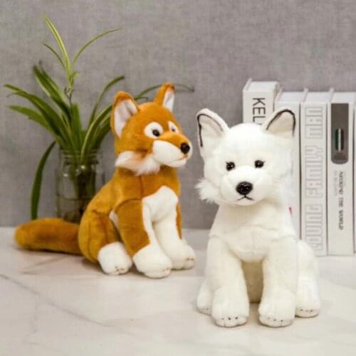 28cm Simulation Fox Dog Plush Soft Toys Life-Like Japanese Spitz Cute Stuffed Animal for Children Girl Boy Birthday Gift