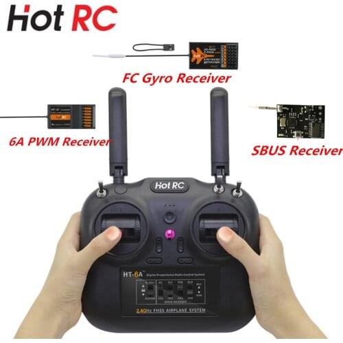 Hotrc HT-6A 2.4G 6CH FHSS Dual Antenna Transmitter SBUS/6CH/FC Gyro Receiver for RC Drone Helicopter Vehicles FPV Racing Drone