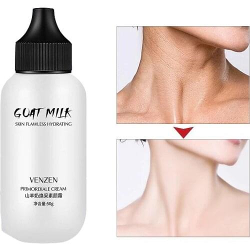 Goats Milk Lazy Face Cream Brightens Refreshing Non-Greasy Face Cream Concealer Lsolation Whitening Makeup