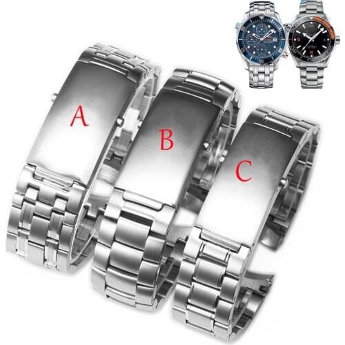20mm 22mm Silver Stainless steel Watch Bands Strap For omega Ocean 007 seamaster 300 Bracelet Watch Accessories