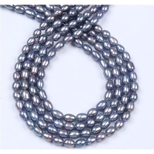 AAA Grade 5-6mm rice freshwater pearl DIY necklace bracelat jewelry making black color rice shape loose beads strand