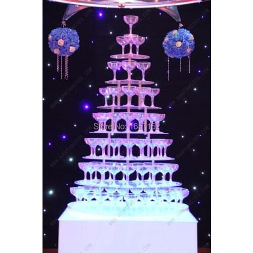 Wedding wine tower, Seven tiers heart-shaped arcrylic champagne tower, festive party supplies