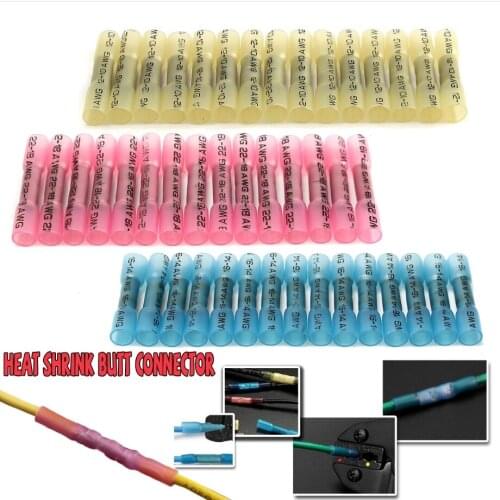 210PCS Heat Shrink Crimping Terminals Insulated Butt Electrical Splice Wire Connectors Cable Crimp Terminal Connector AWG 26-10